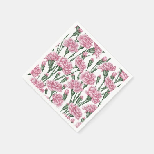 Rosa Nelken Blume Serviette (Ecke)