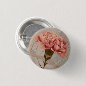 Rosa Nelken-Blumen-Gold Button (Vorne & Hinten)