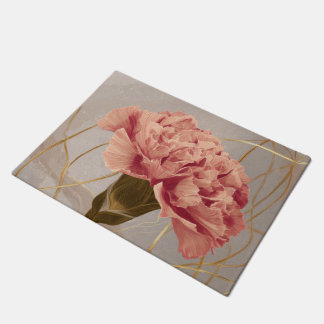Rosa Nelken-Blumen-Gold Fußmatte