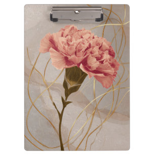 Rosa Nelken-Blumen-Gold Klemmbrett