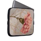 Rosa Nelken-Blumen-Gold Laptopschutzhülle (Vorne Rechts)