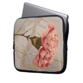 Rosa Nelken-Blumen-Gold Laptopschutzhülle (Vorderseite Links)