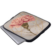 Rosa Nelken-Blumen-Gold Laptopschutzhülle (Vorne Knopf)