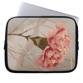 Rosa Nelken-Blumen-Gold Laptopschutzhülle