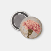 Rosa Nelken-Blumen-Gold Magnet (Vorderseite/Rückseite)
