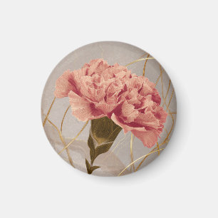 Rosa Nelken-Blumen-Gold Magnet