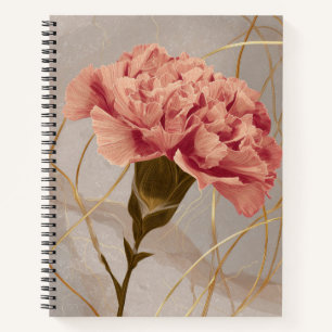 Rosa Nelken-Blumen-Gold Notizblock