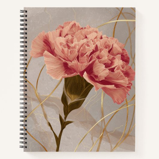 Rosa Nelken-Blumen-Gold Notizblock (Vorderseite)