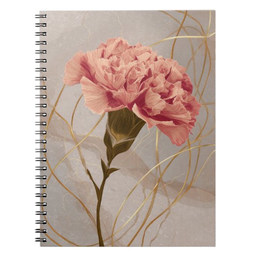 Rosa Nelken-Blumen-Gold Notizblock (Vorderseite)