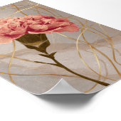 Rosa Nelken-Blumen-Gold Poster (Ecke)