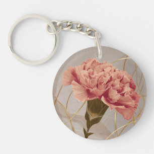 Rosa Nelken-Blumen-Gold Schlüsselanhänger