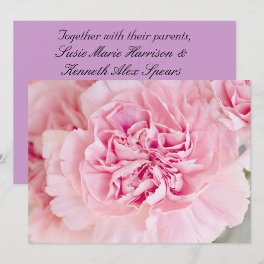 Rosa Nelken Einladung (Vorne/Hinten)