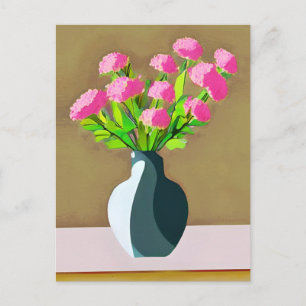 Rosa Nelken in der Vase Moderne Kunst Postkarte