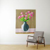 Rosa Nelken in der Vase Moderne Kunst Wandteppich (Beispiel)