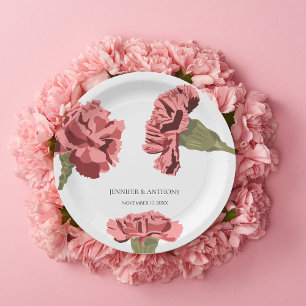 Rosa Nelken Luxe Moderne Blumenhochzeit Pappteller