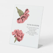 Rosa Nelken Luxe Moderne Blumenhochzeit Sockelschild (Vorderseite)