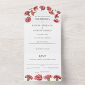 Rosa Nelken Luxe Moderne Blumenpraxis All In One Einladung (Innen Boden)