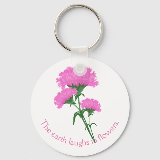 Rosa Nelken mit benutzerdefinierbarem Text Schlüsselanhänger (Vorderseite)