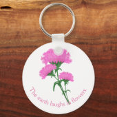 Rosa Nelken mit benutzerdefinierbarem Text Schlüsselanhänger (Vorderseite)