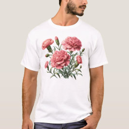 Rosa Nelken schwarz T-Shirt
