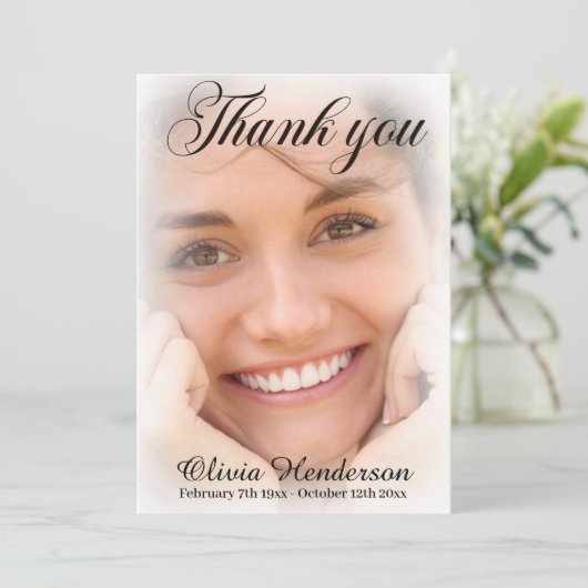 Rosa Nelken Weiße Fotos Gedenkstätte Dankeskarte (Stehend Vorderseite)