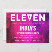 Rosa Neon 11. Geburtstag Einladung (Vorderseite)
