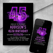 Rosa Neon 45. Geburtstag Einladung