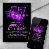 Rosa Neon 47. Geburtstag Einladung