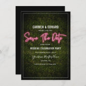 Rosa Neon Boxwood Wedding rettet das Datum Save The Date (Vorne/Hinten)