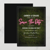 Rosa Neon-Buchsbaum-Hochzeit Save The Date (Vorne/Hinten)