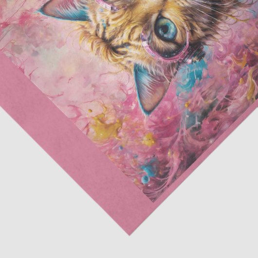 Rosa Neon Cyberpunk-Katze Seidenpapier (Ausschnitt)