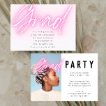Rosa Neon Elegant Ombre Grad Foto Party Einladung<br><div class="desc">Pink Neon Elegant Ombre Grad Foto Party Einladung</div>