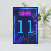 Rosa Neon Glow Party Herunterladbare Tischnummer (Stehend Vorderseite)