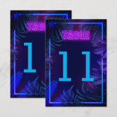 Rosa Neon Glow Party Herunterladbare Tischnummer (Vorne/Hinten)