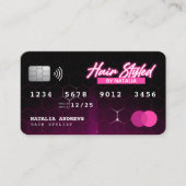 Rosa Neon Hair Stylist Kreditkarte Loyalität Karte (Vorderseite)