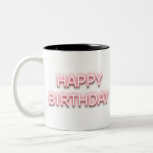 Rosa Neon-Happy Geburtstagstypografie-Gestaltungse Zweifarbige Tasse