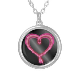 Rosa Neon Heart Versilberte Kette