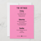 Rosa Neon Junggeselinnen-Abschied Weekend Tour Einladung (Rückseite)