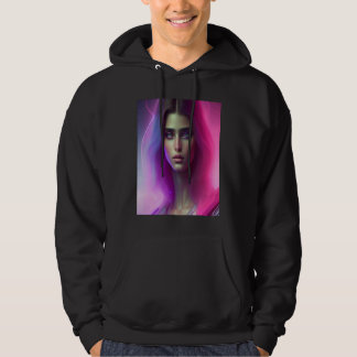 Rosa Neon Lebendige Frau Lila Haar Look Wellig Far Hoodie