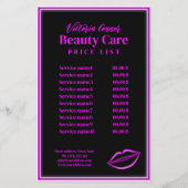 Rosa Neon Light Lips Preise Schwarzer Flyer (Vorne)