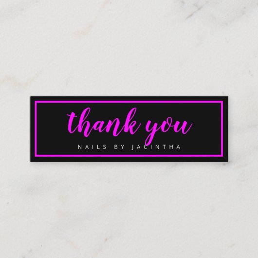 Rosa Neon Moderne moderne Trenino Fairnails Salon Mini Visitenkarte (Vorderseite)