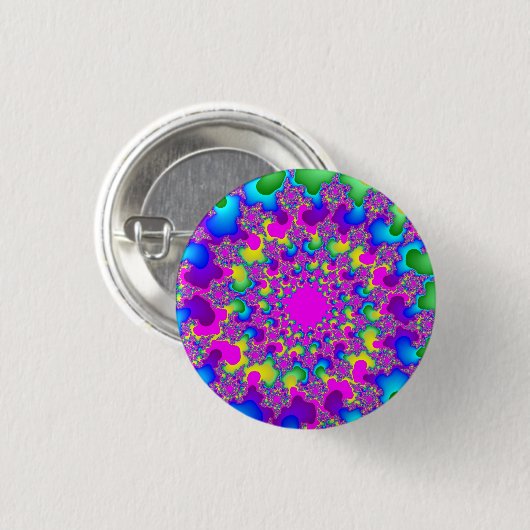 Rosa Neon Rainbow Eye Button (Vorne & Hinten)