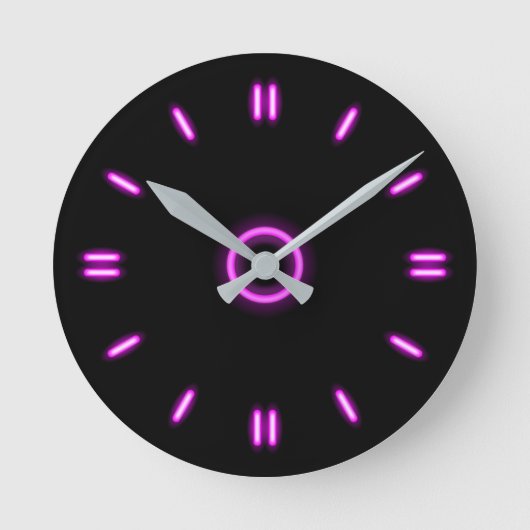 Rosa Neon Runde Wanduhr (Vorderseite)