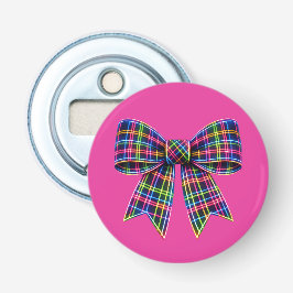 Rosa Neon-Schleife Tartan-Band Schottland Süß Flaschenöffner