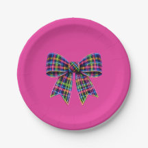 Rosa Neon-Schleife Tartan-Band Schottland Süß