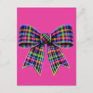 Rosa Neon-Schleife Tartan-Band Schottland Süß Postkarte