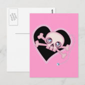 Rosa Neon Skull Postkarte (Vorne/Hinten)