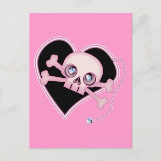 Rosa Neon Skull Postkarte (Vorderseite)