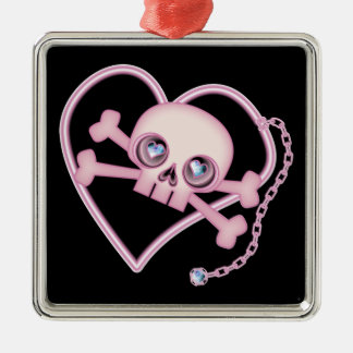 Rosa Neon Skull Silbernes Ornament