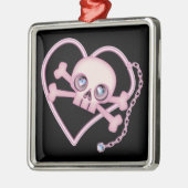 Rosa Neon Skull Silbernes Ornament (Links)